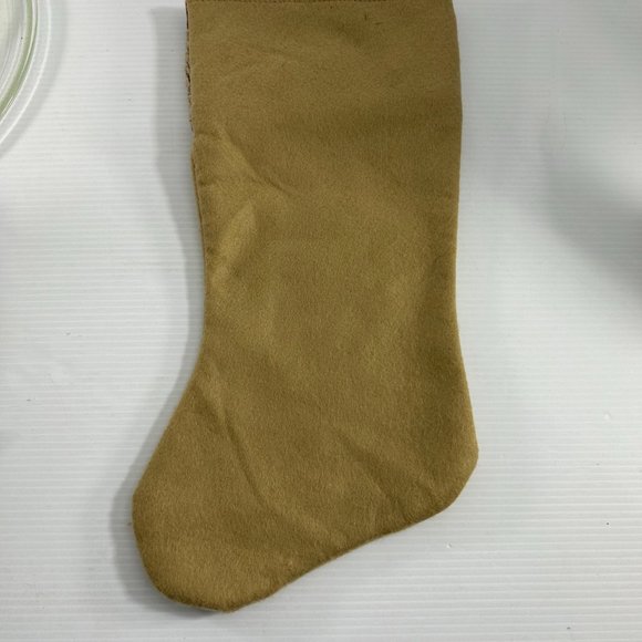 Santas Best Stocking Christmas Eve Felt Embroidered Bird Tan Green 18" - Picture 4 of 6